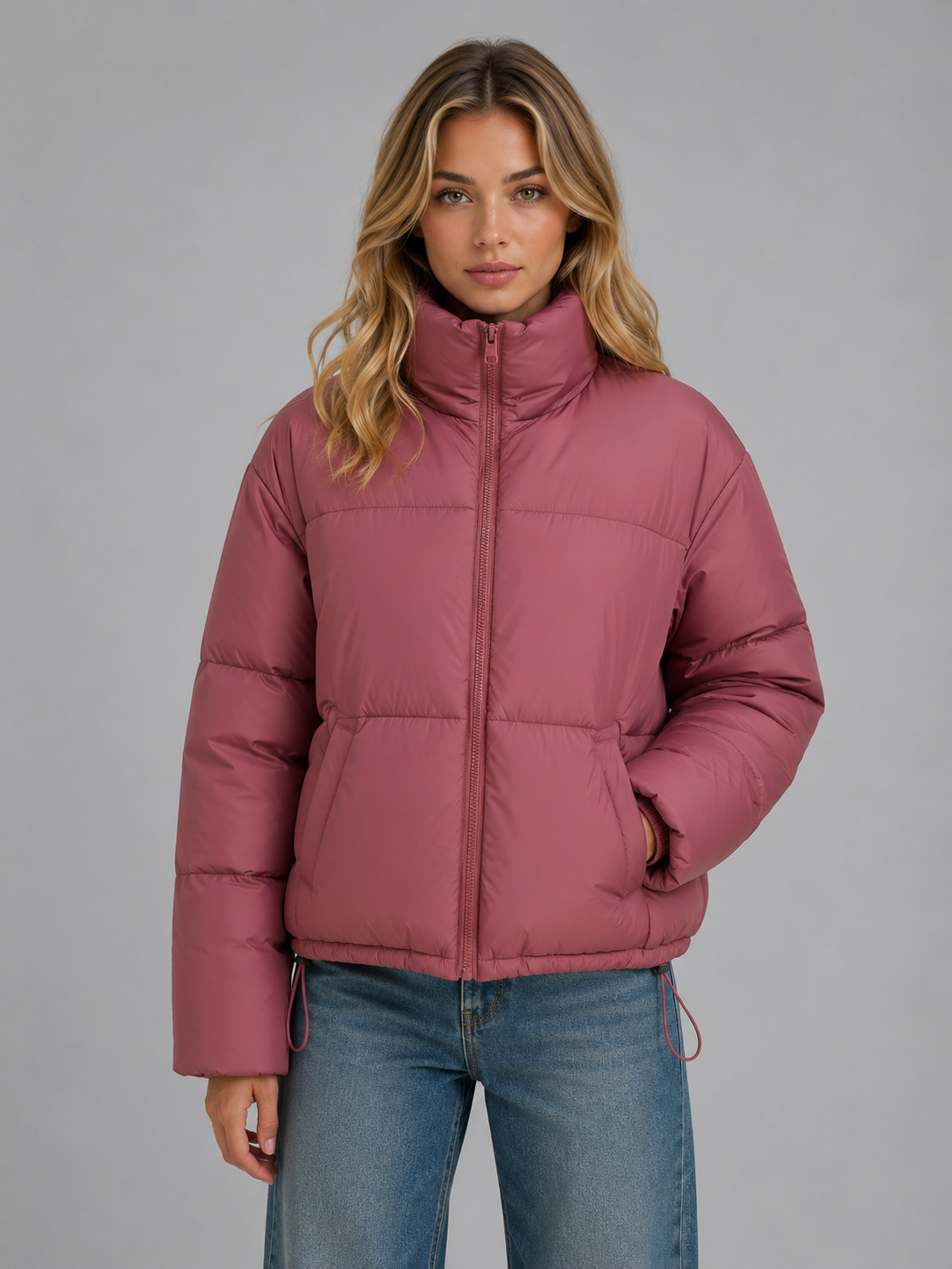Women's High Neck Cropped Puffer Jacket