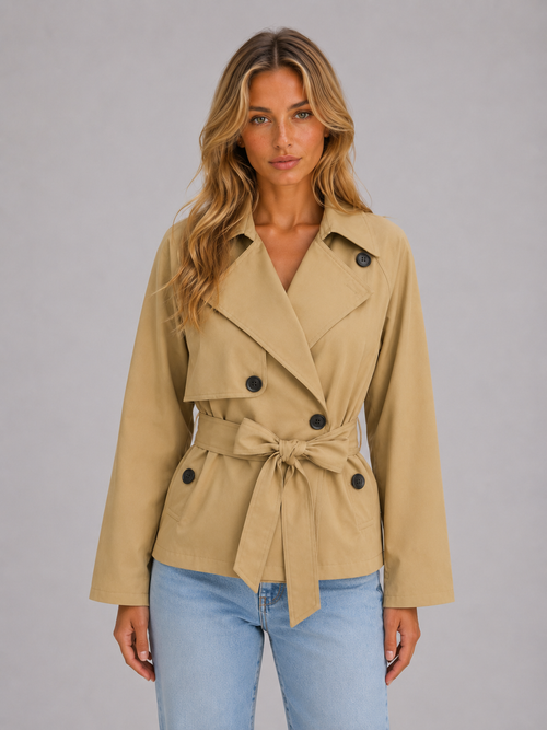 Women's Double-Breasted Cropped Trench Jacket