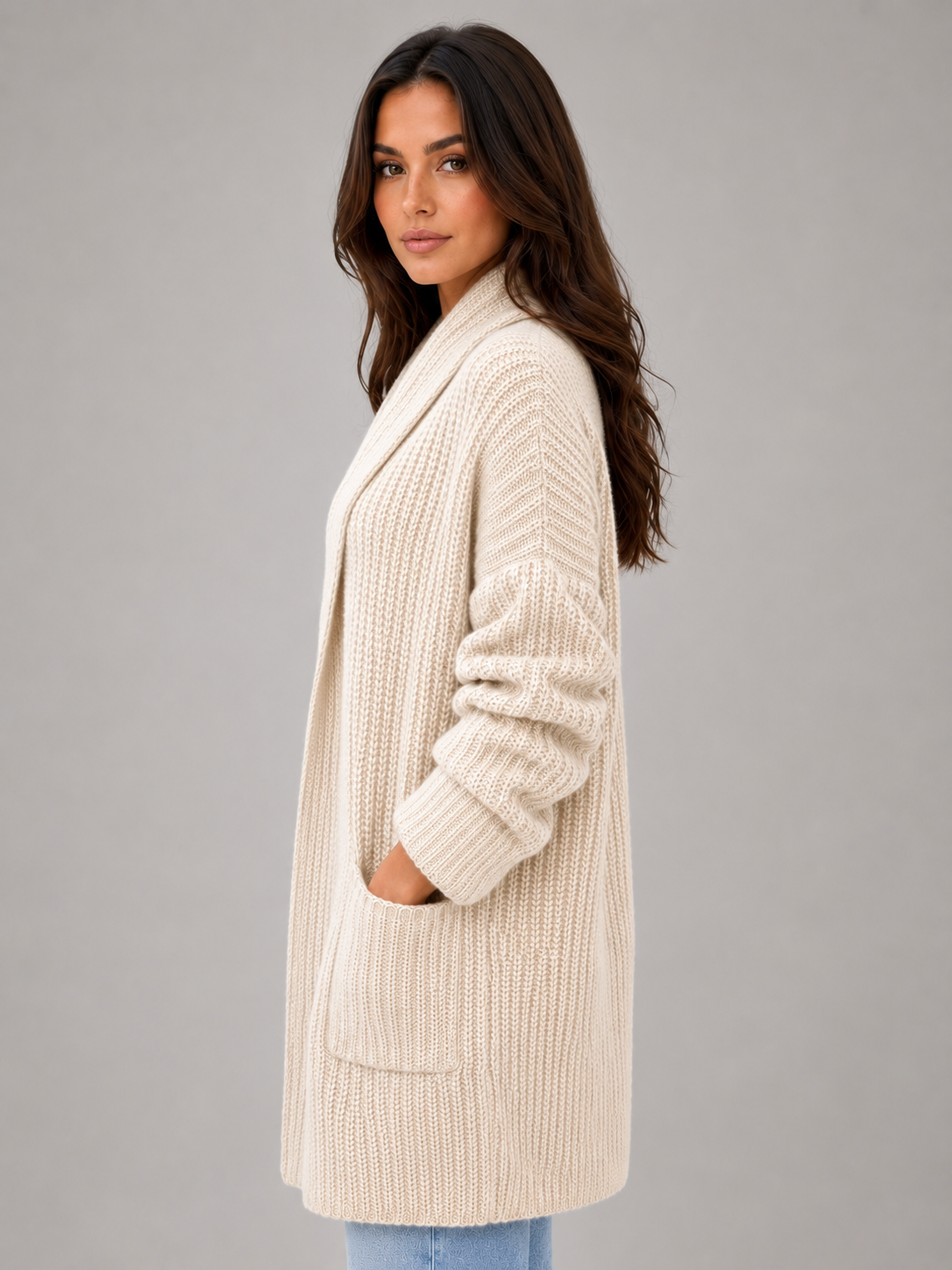 Women's Longline Open Front Cardigan
